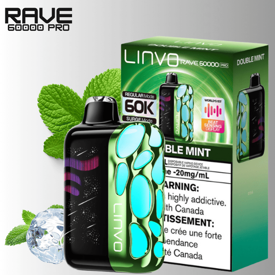 Linvo Rave 60k Disposable Vape-Double Mint Winkler Vape SuperStore and Bong Shop Manitoba Canada