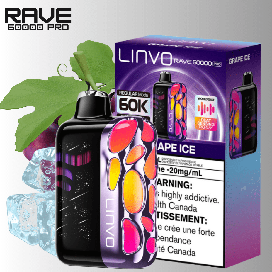 Linvo Rave 60k Disposable Vape-Grape ice Winkler Vape SuperStore and Bong Shop Manitoba Canada