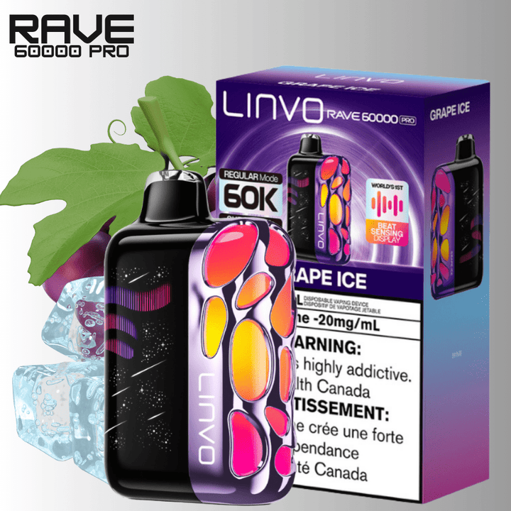 Linvo Rave 60k Disposable Vape-Grape ice Winkler Vape SuperStore and Bong Shop Manitoba Canada