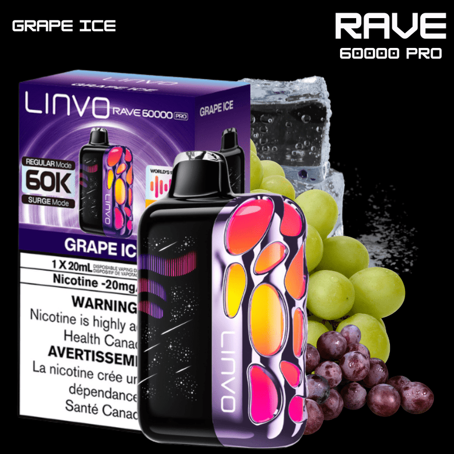 Linvo Rave 60k Disposable Vape-Grape ice Winkler Vape SuperStore and Bong Shop Manitoba Canada