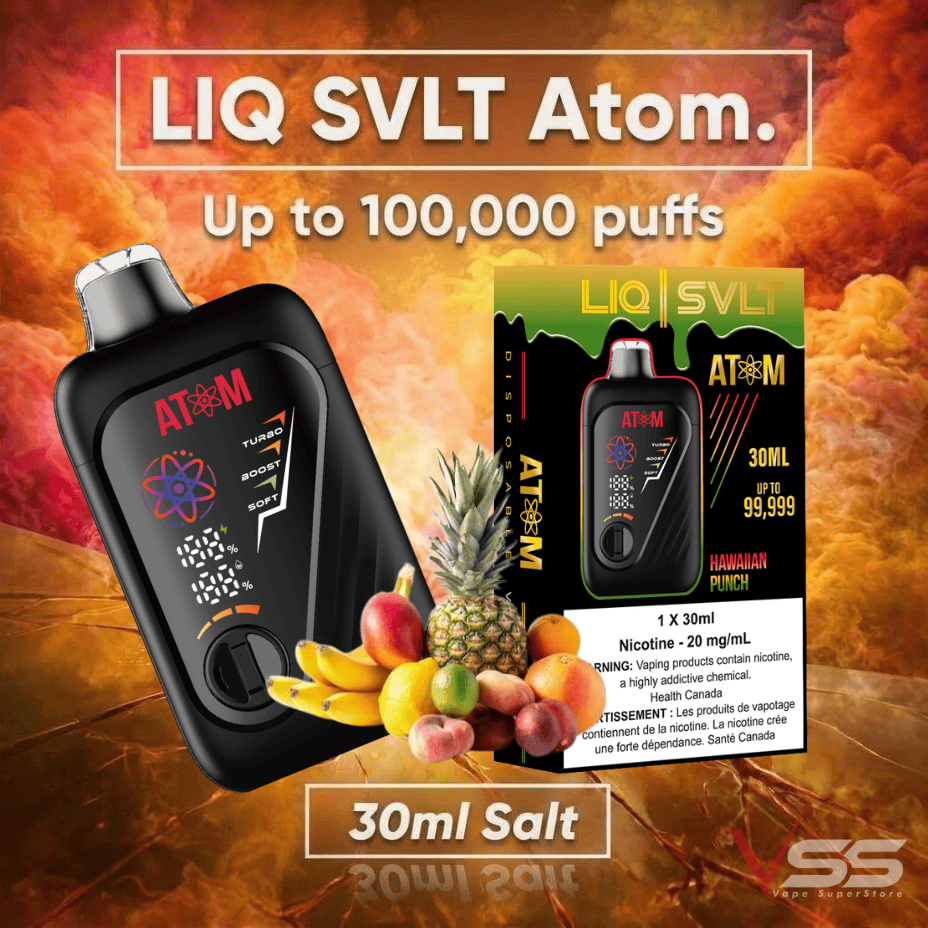 LIQ SVLT Atom 100K Disposable Vape-Hawaiian Punch Winkler Vape SuperStore and Bong Shop Manitoba Canada