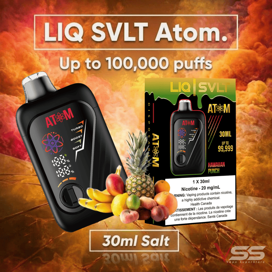 LIQ SVLT Atom 100K Disposable Vape-Hawaiian Punch Winkler Vape SuperStore and Bong Shop Manitoba Canada