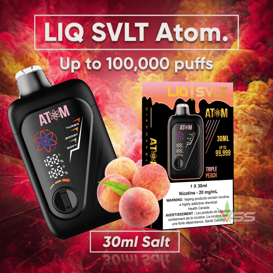 LIQ SVLT Atom 100K Disposable Vape-Triple Peach Winkler Vape SuperStore and Bong Shop Manitoba Canada