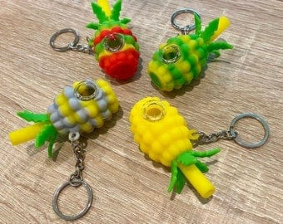 LIT Silicone 420 Hardware LIT Silicone Pineapple Hand Pipe & Keychain LIT Silicone Pineapple Hand Pipe & Keychain-Winkler Vape SuperStore