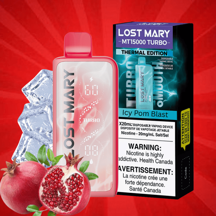 Lost Mary MT50K Turbo Disposable Vape-Icy Pom Blast 50000 Puffs / 20mg Winkler Vape SuperStore and Bong Shop Manitoba Canada