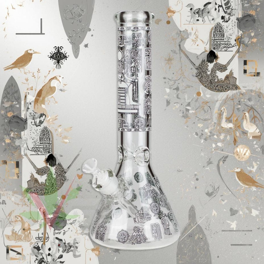 Medusa Glass Egyptian Hieroglyph Beaker Bong-14" 14" Height Winkler Vape SuperStore and Bong Shop Manitoba Canada