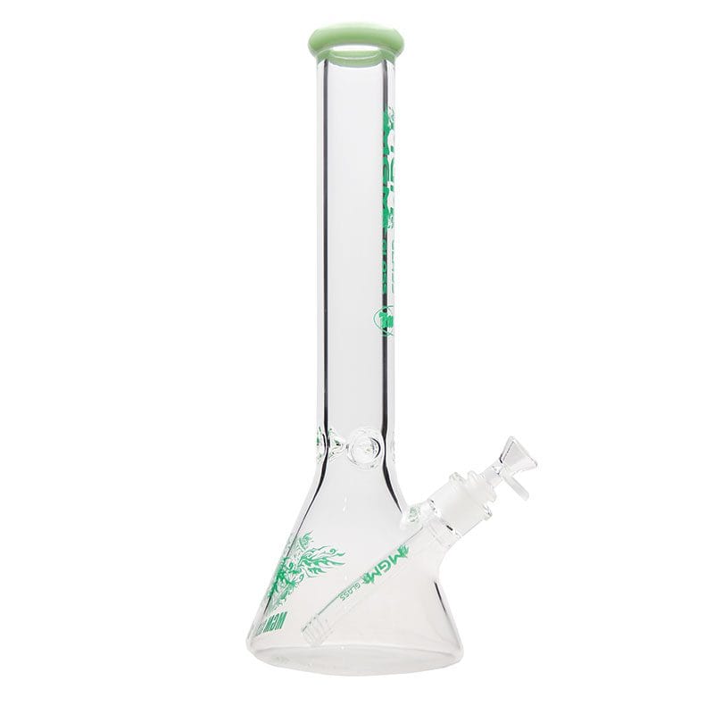 MGM Glass 7mm Clear Logo Beaker-12" 12" / Green Winkler Vape SuperStore and Bong Shop Manitoba Canada