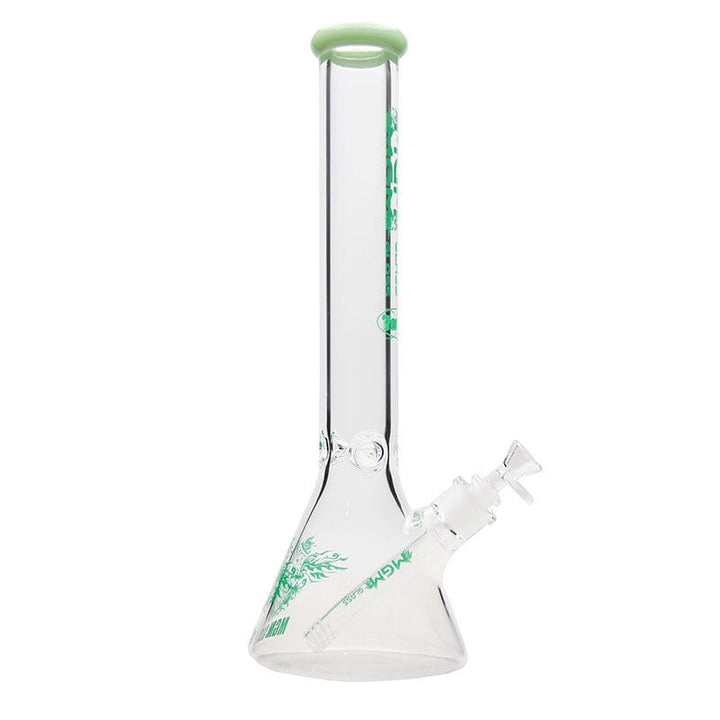 MGM Glass 7mm Clear Logo Beaker-12" 12" / Green Winkler Vape SuperStore and Bong Shop Manitoba Canada