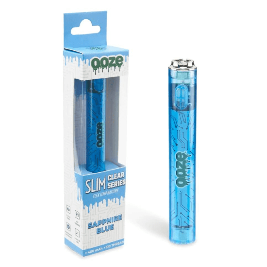OOZE 510 Batteries 400mAh / Sapphire Blue Ooze Slim Transparent Series 510 Battery Ooze Slim Transparent Series 510 Battery - Winkler Vape SuperStore