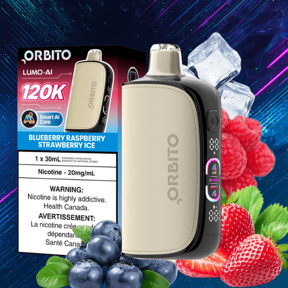 Orbito Lumo-AI 120K Disposable Vape-Blueberry Raspberry Strawberry Ice 120000 Puffs / 20mg Winkler Vape SuperStore and Bong Shop Manitoba Canada
