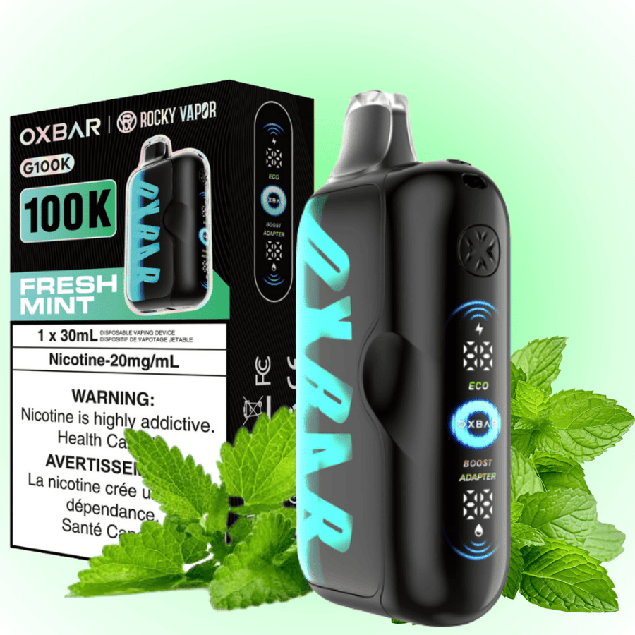Oxbar G100K Disposable Vape - Fresh Mint 100K / 20mg Winkler Vape SuperStore and Bong Shop Manitoba Canada