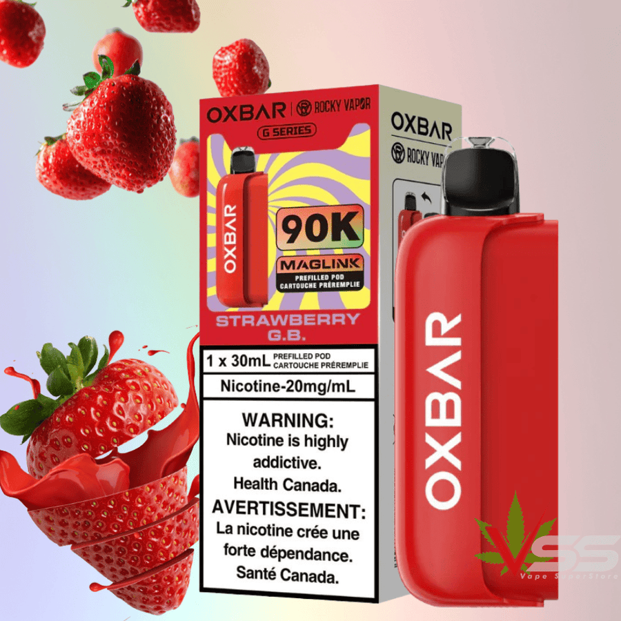 Oxbar Maglink 90K Closed Pods-Strawberry G.B. 90000 Puffs / 20mg Winkler Vape SuperStore and Bong Shop Manitoba Canada