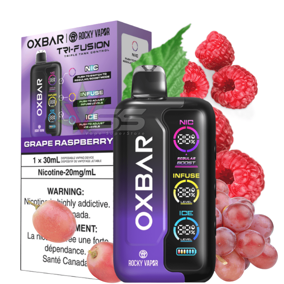 Oxbar Tri-Fusion 45k Disposable Vape-Grape Raspberry Winkler Vape SuperStore and Bong Shop Manitoba Canada