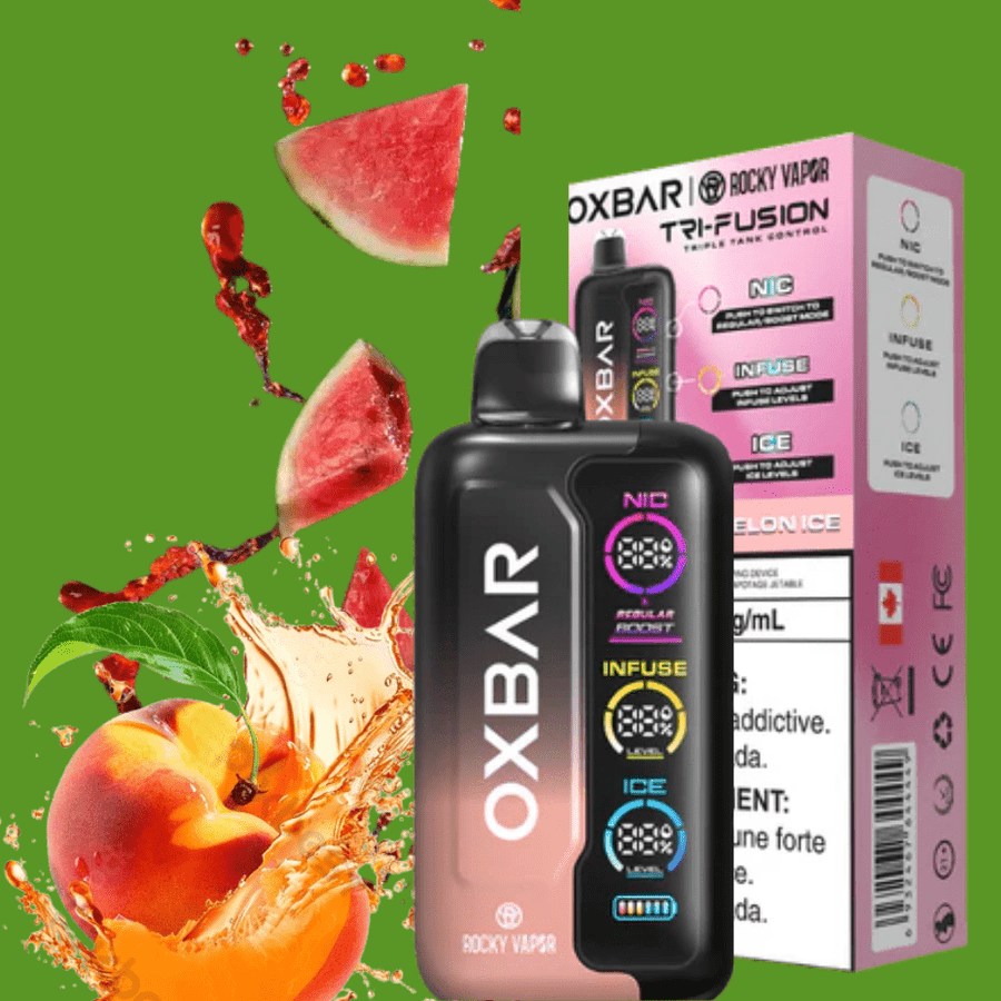 Oxbar Tri-Fusion 45k Disposable Vape-Peach Watermelon Ice 45000 Puffs / 20mg Winkler Vape SuperStore and Bong Shop Manitoba Canada