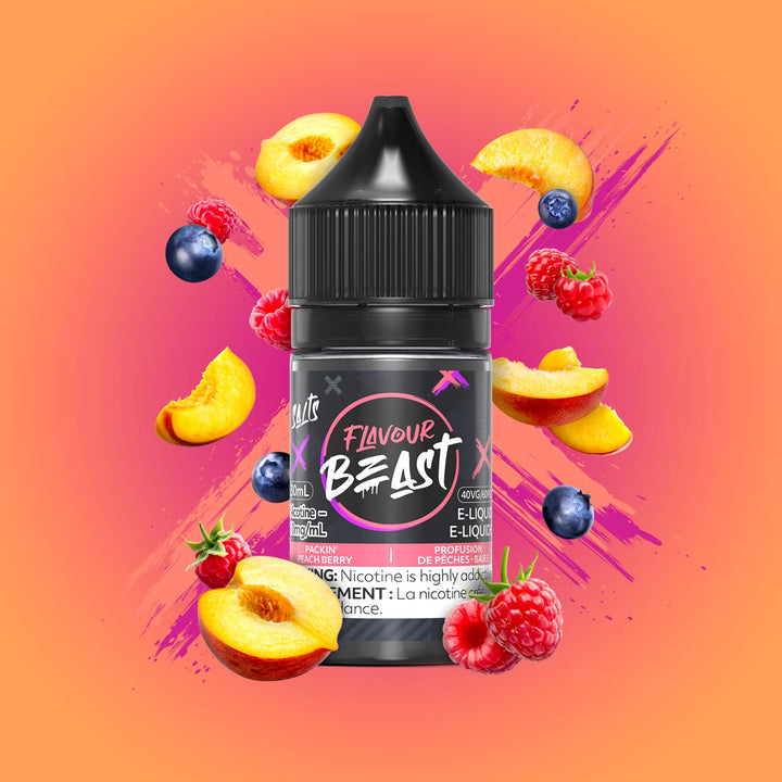 Packin' Peach Berry Salts by Flavour Beast E-Liquid 30ml / 20mg Winkler Vape SuperStore and Bong Shop Manitoba Canada