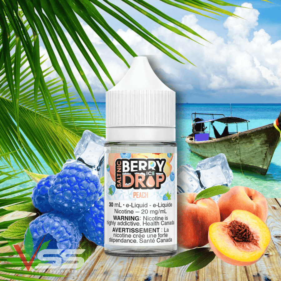 Peach Ice Salt by Berry Drop E-Liquid 30ml / 20mg Winkler Vape SuperStore and Bong Shop Manitoba Canada
