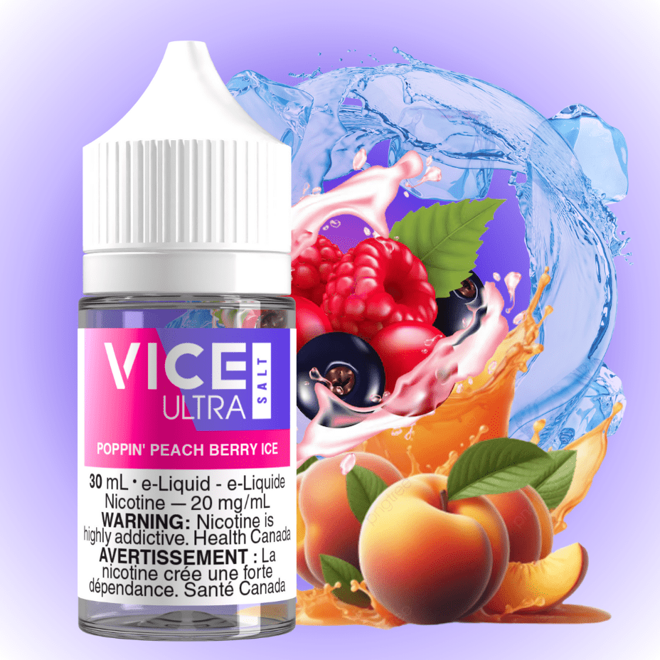 Vice Ultra Salt - Poppin' Peach Berry Ice at Winkler Vape SuperStore and Bong Shop in Manitoba Canada