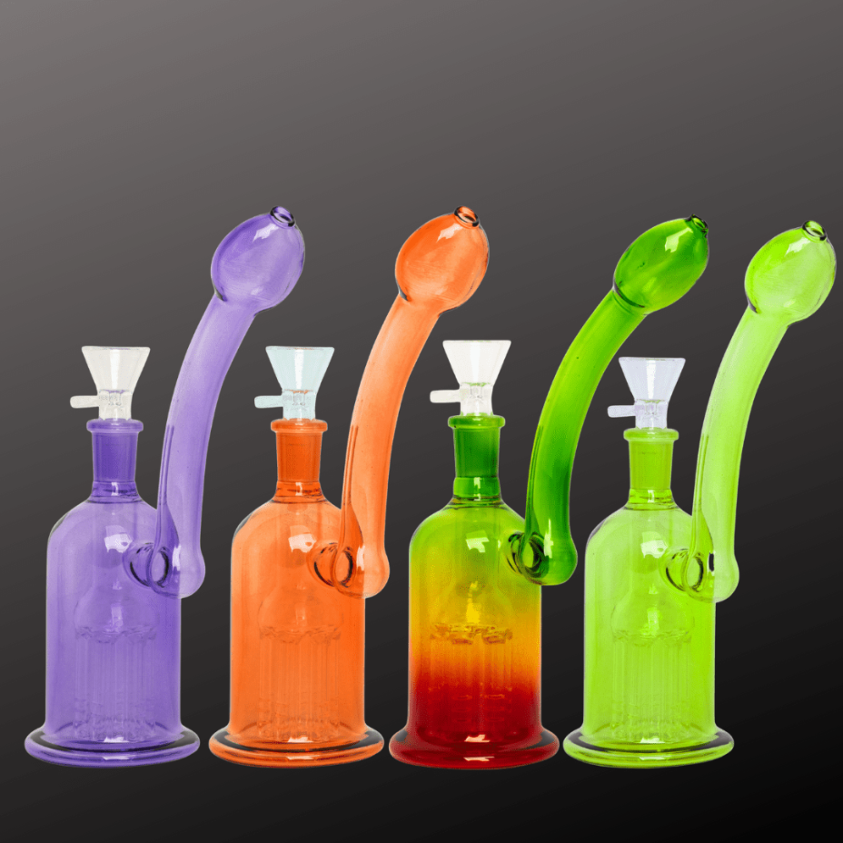 Retro Glass Bubblers Day Glow Bubbler w/6-Arm Tree Perc 6" Day Glow Bubbler w/6-Arm Tree Perc 6"-Winkler Vape SuperStore, MB