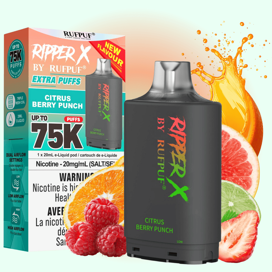 Ripper X 75K Turbo Pod - Citrus Berry Punch 30ml / 20mg Winkler Vape SuperStore and Bong Shop Manitoba Canada