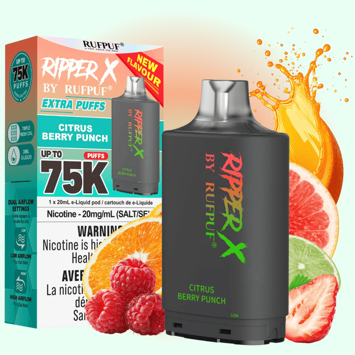 Ripper X 75K Turbo Pod - Citrus Berry Punch 30ml / 20mg Winkler Vape SuperStore and Bong Shop Manitoba Canada