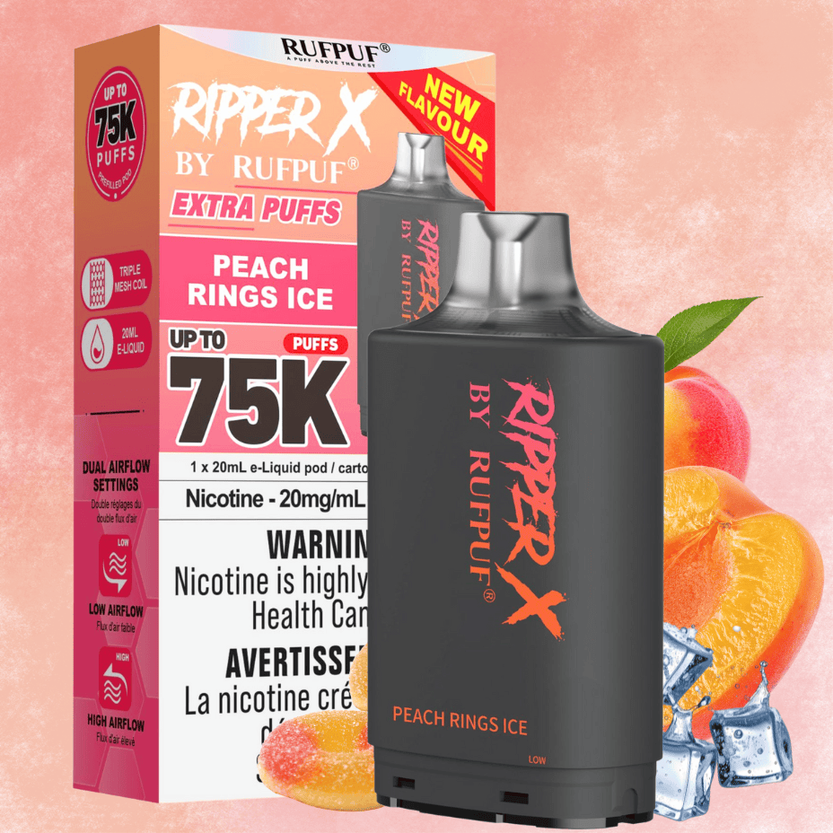 Ripper X 75k Turbo Pod - Peach Rings Ice 75000 Puffs / 20mg Winkler Vape SuperStore and Bong Shop Manitoba Canada