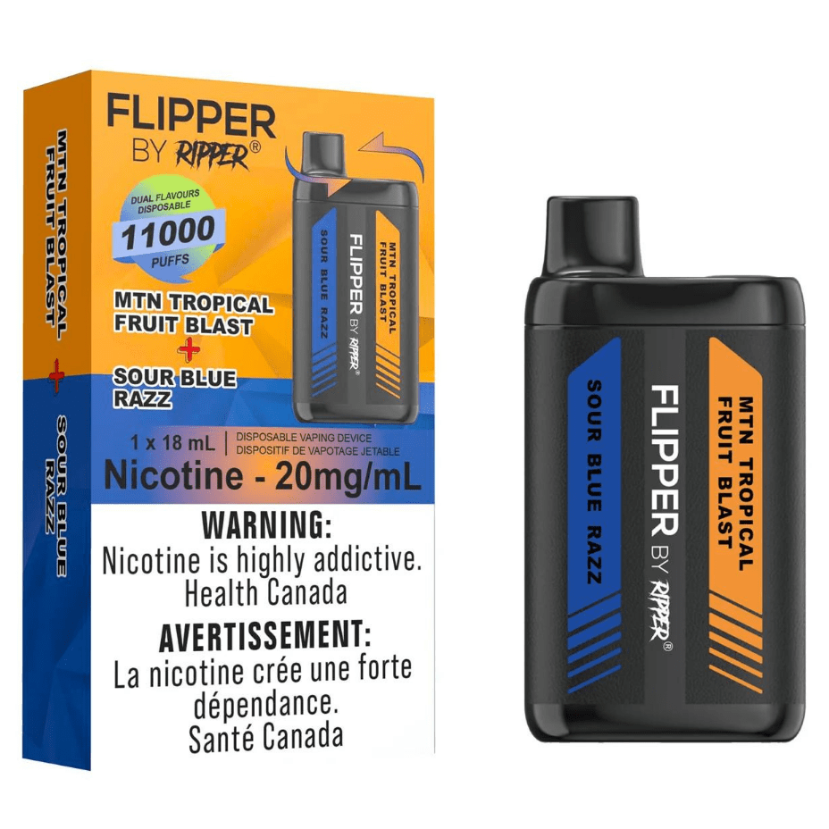 RufPuf Disposables Disposables 1100 Puffs / 20mg Flipper 11000 Disposable Vape-Sour Blue Razz + MTN Tropical Fruit at Winkler Vape SuperStore and Bong Shop Manitoba, Canada