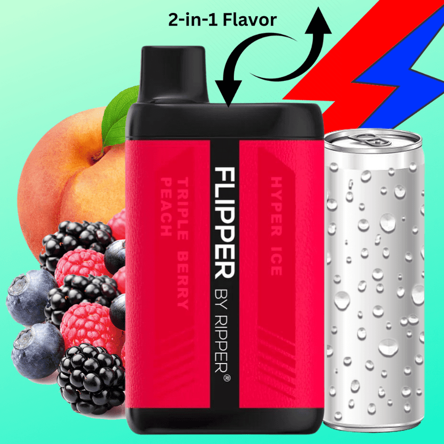 RufPuf Disposables Disposables 11000 Puffs / 20mg Flipper 11000 Disposable Vape-Hyper Ice + Triple Berry Peach Flipper 11000 Disposable Vape - at Winkler Vape SuperStore and Bong Shop Manitoba, Canada