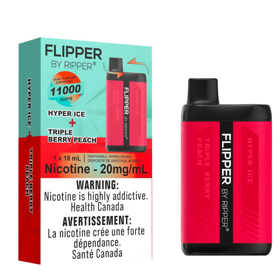 RufPuf Disposables Disposables 11000 Puffs / 20mg Flipper 11000 Disposable Vape-Hyper Ice + Triple Berry Peach Flipper 11000 Disposable Vape at Winkler Vape SuperStore and Bong Shop Manitoba, Canada