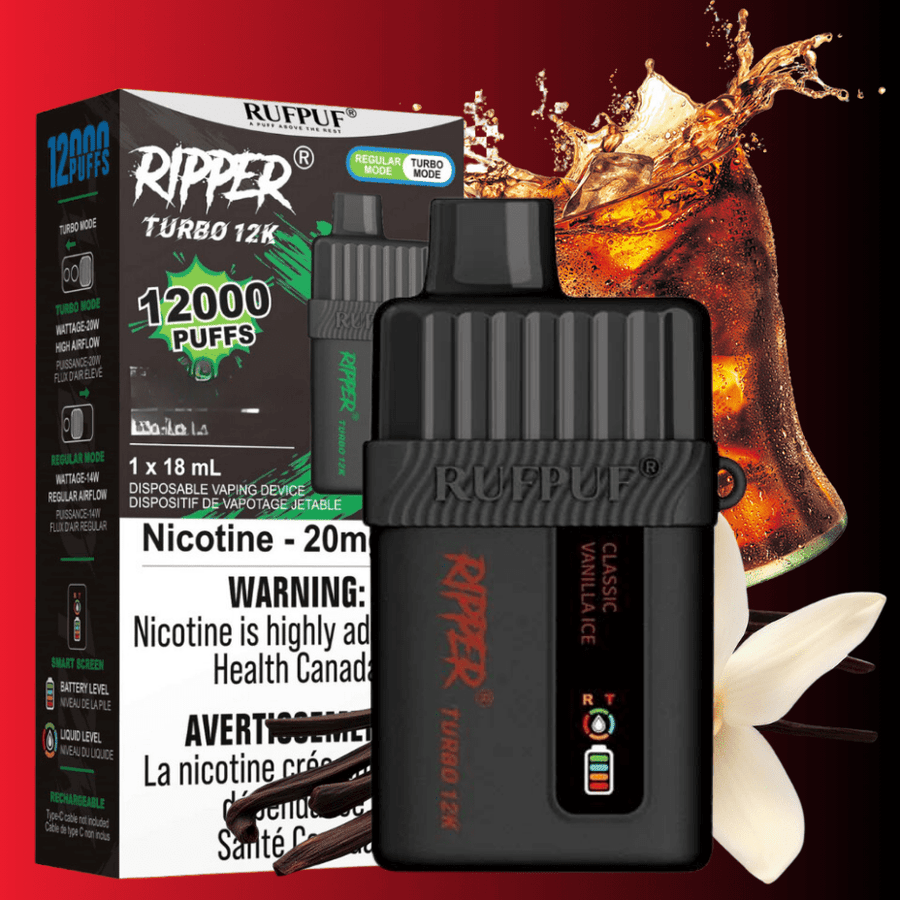 RufPuf Disposables Disposables 12000 Puffs / 20mg Ripper Turbo 12K Disposable Vape-Classic Vanilla Ice Ripper Turbo 12K Disposable Vape - Vape Online Store