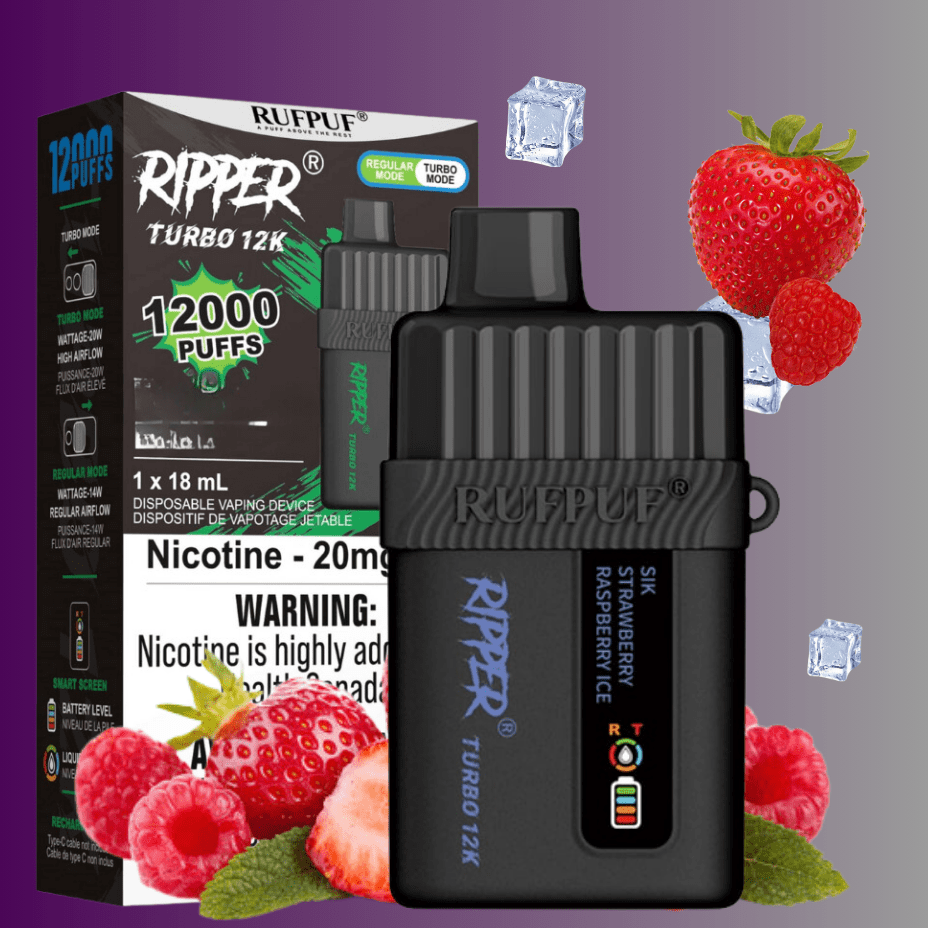 RufPuf Disposables Disposables 12000 Puffs / 20mg Ripper Turbo 12K Disposable Vape-Sik Strawberry Raspberry Ice Ripper Turbo 12K Disposable Vape- Winkler
