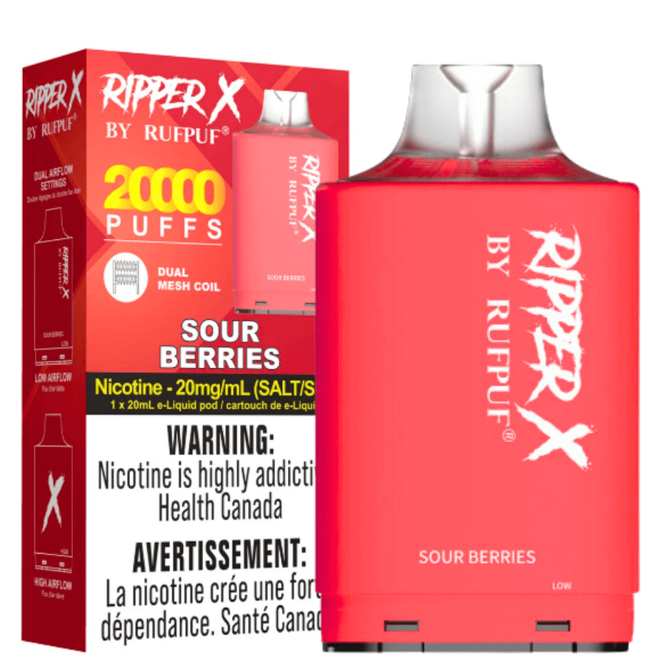 RufPuf Ripper X 35K - Sour Berries 20mg / 35000 Puffs Winkler Vape SuperStore and Bong Shop Manitoba Canada