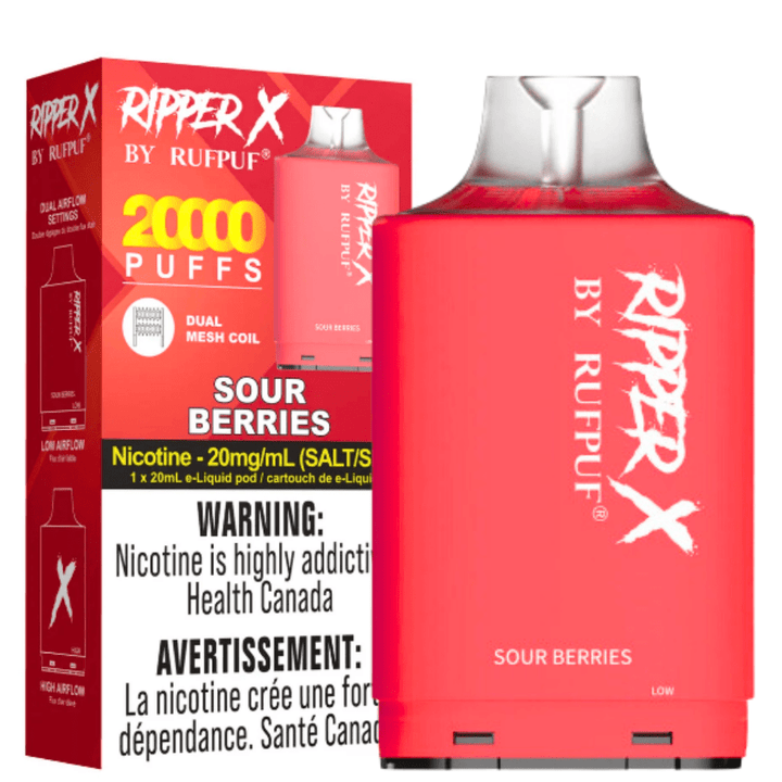 RufPuf Ripper X 35K - Sour Berries 20mg / 35000 Puffs Winkler Vape SuperStore and Bong Shop Manitoba Canada