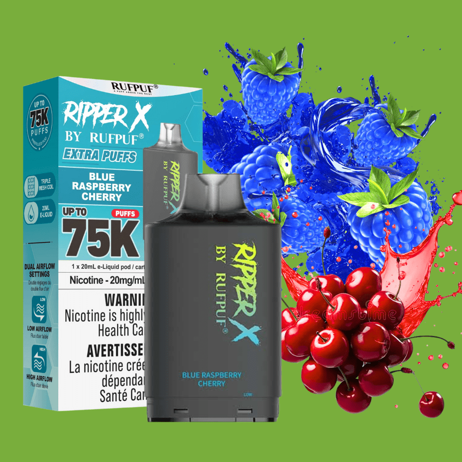 RufPuf Ripper X 75K Turbo Pod - Blue Raspberry Cherry 75000 Winkler Vape SuperStore and Bong Shop Manitoba Canada