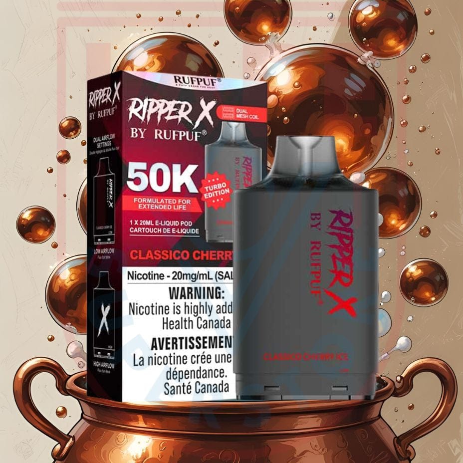 RufPuf Ripper X 75k Turbo Pod - Classico Cherry Ice 75000 Puffs Winkler Vape SuperStore and Bong Shop Manitoba Canada