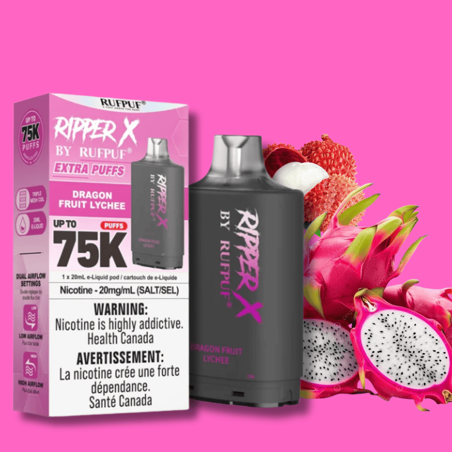 RufPuf Ripper X 75K Turbo Pod - Dragon Fruit Lychee 75000 Puffs / 20mg Winkler Vape SuperStore and Bong Shop Manitoba Canada