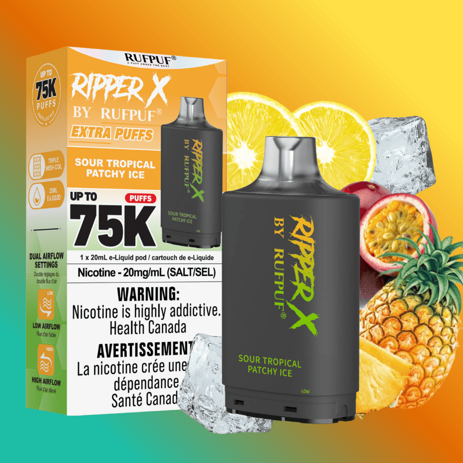 Rufpuf Ripper X 75K Turbo Pod-Sour Tropical Patchy Ice 75000 Puffs / 20mg Winkler Vape SuperStore and Bong Shop Manitoba Canada