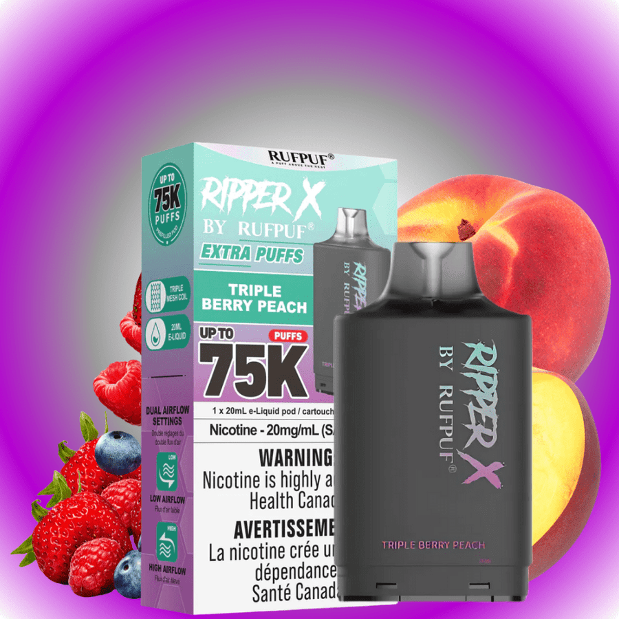 Rufpuf Ripper X 75K Turbo Pod - Triple Berry Peach Winkler Vape SuperStore and Bong Shop Manitoba Canada