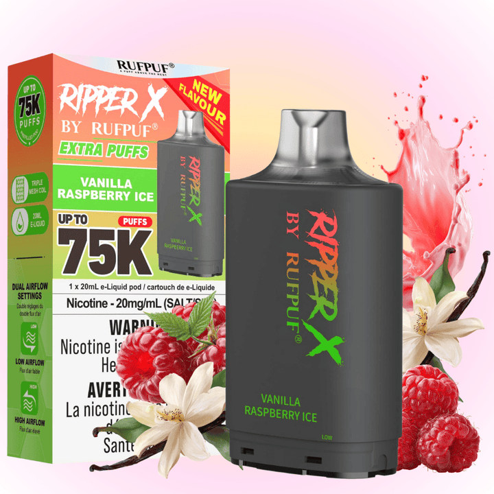 RufPuf Ripper X 75K Turbo Pod - Vanilla Raspberry Ice 75000 Puffs / 20mg Winkler Vape SuperStore and Bong Shop Manitoba Canada