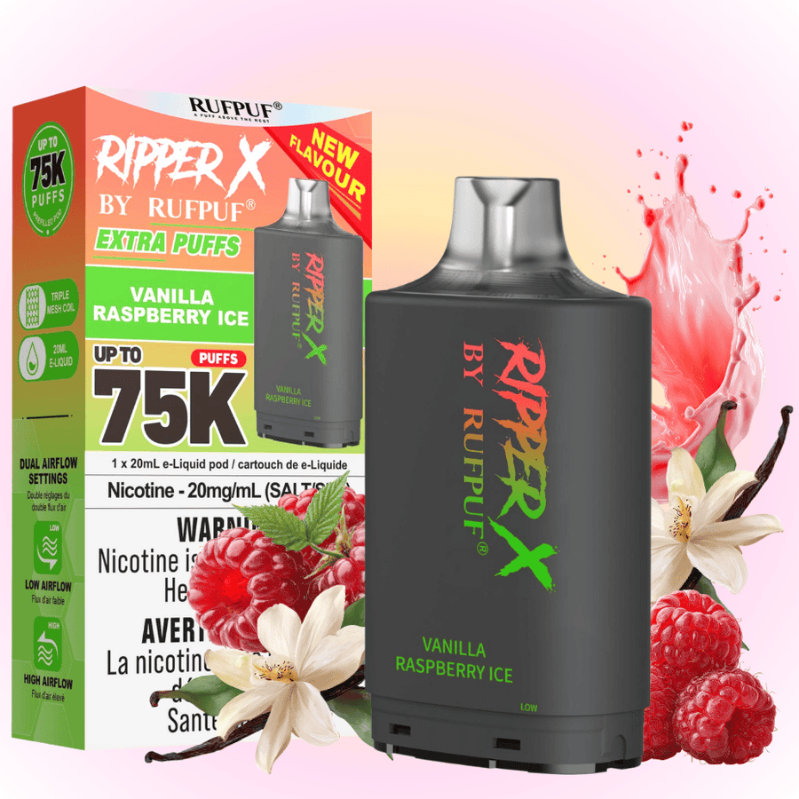 RufPuf Ripper X 75K Turbo Pod - Vanilla Raspberry Ice 75000 Puffs / 20mg Winkler Vape SuperStore and Bong Shop Manitoba Canada