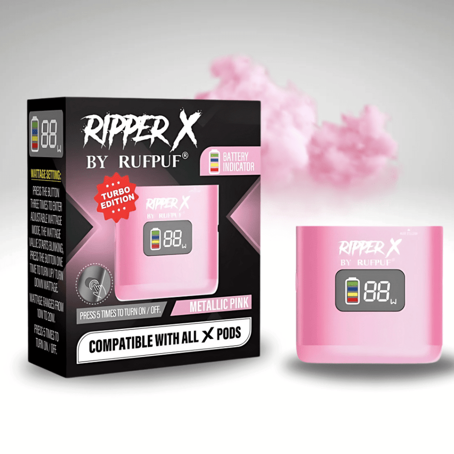 Rufpuf Ripper X Turbo Batteries Metallic Pink Winkler Vape SuperStore and Bong Shop Manitoba Canada