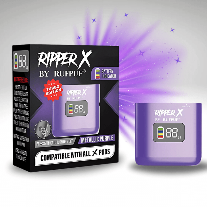 Rufpuf Ripper X Turbo Batteries Metallic Purple Winkler Vape SuperStore and Bong Shop Manitoba Canada
