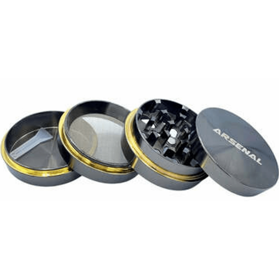 Smoke Arsenal 420 Accessories Black and Gold Arsenal 52mm 4-Piece Grinder Arsenal 52mm 4-Piece Grinder-Winkler Vape Superstore and Bong Shop