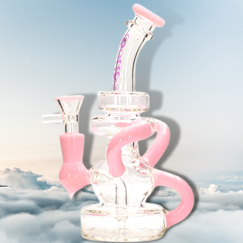 Soul Glass Recyclers Pink Soul Glass 2-in-1 Bent Neck Recycler 8" Soul Glass 2-in-1 Bent Neck Recycler 8"-Winkler Vape SuperStore & Bong