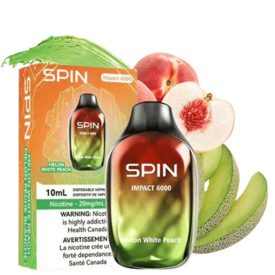 Spin Vape Disposables 20mg / 6000 Puffs SPIN Impact 6000 Disposable Vape-Melon White Peach SPIN Impact 6000 Disposable Vape-Melon White Peach-Winkler Vape