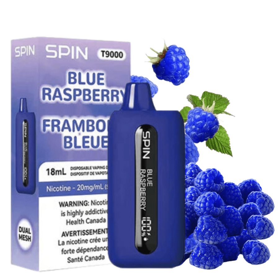 Spin Vape Disposables 20mg / 9000 Puffs Spin T9000 Disposable Vape-Blue Raspberry Spin T9000 Disposable Vape-Blue Raspberry-Winkler Vape SuperStore, MB
