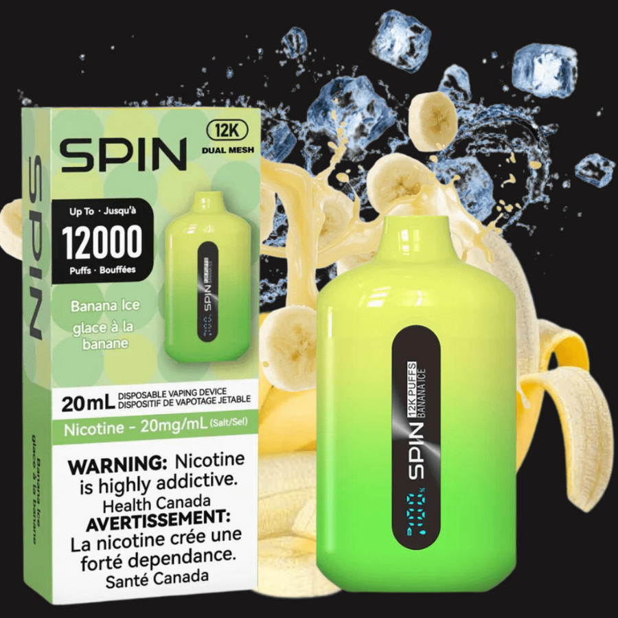 Spin Vape Disposables 20mg Spin Vape 12,000 Diposable Vape-Banana Ice Spin Vape 12,000 Diposable Vape-Banana Ice-Winkler Vape SuperStore, MB
