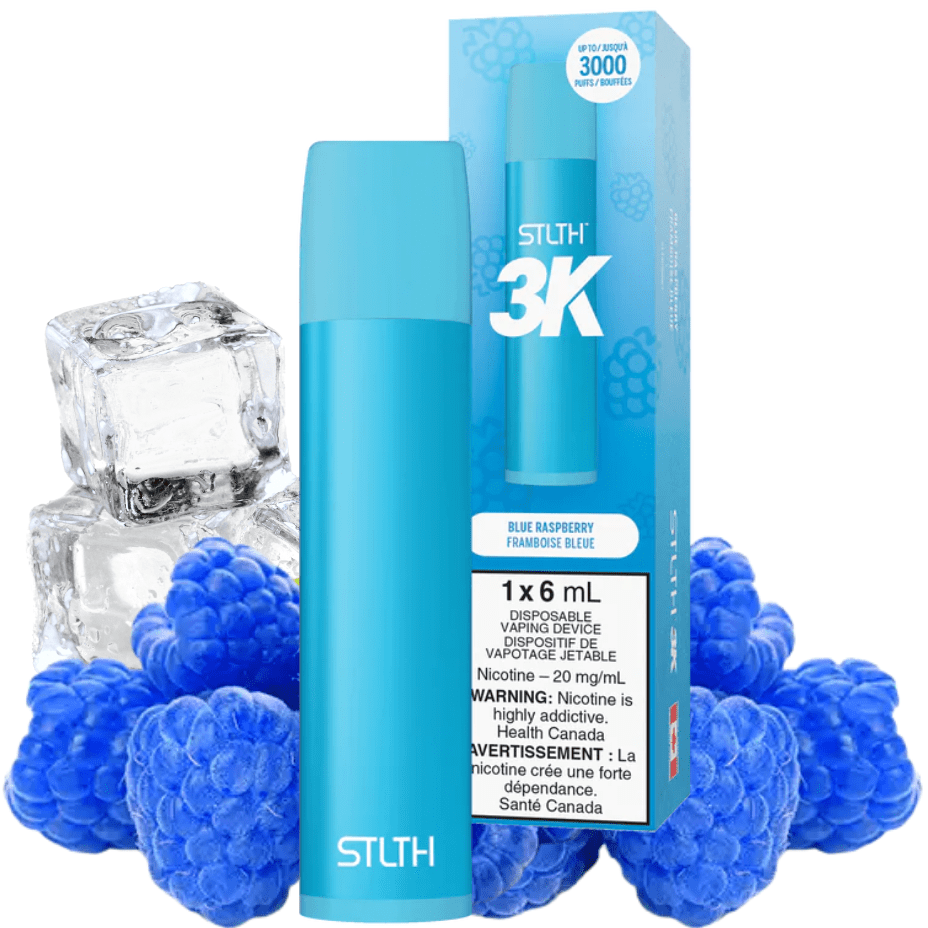 STLTH 3K 3000 Puff Disposable Vape in Blue Raspberry Flavour Available at Winkler Vape SuperStore & Bong Shop Located in Winkler, Manitoba, Canada