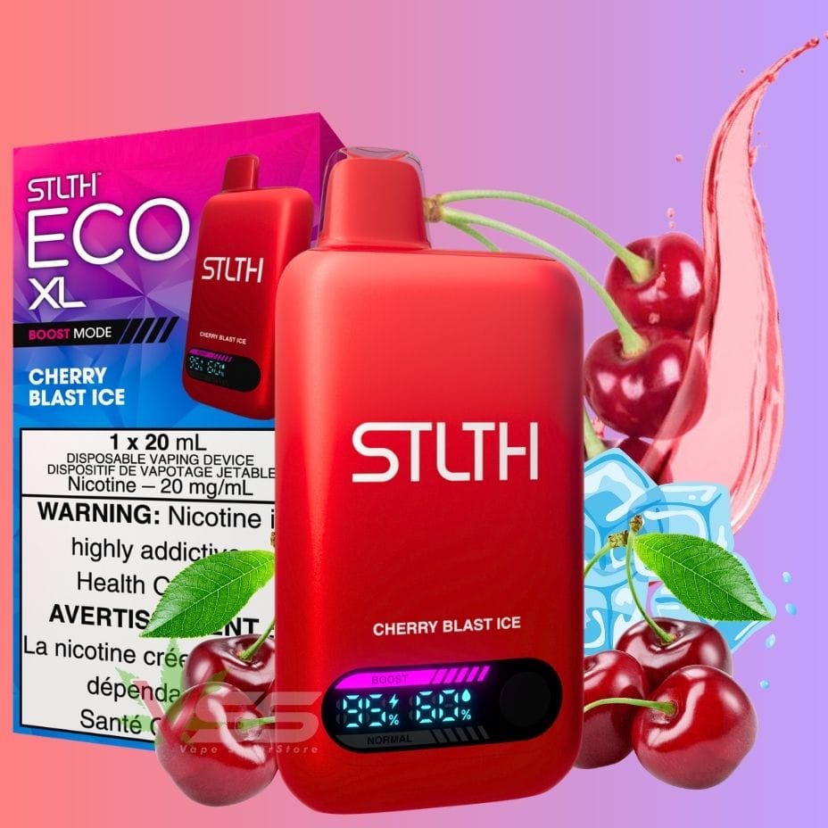 STLTH Eco XL Disposable Vape - Cherry Blast Ice Winkler Vape SuperStore and Bong Shop Manitoba Canada