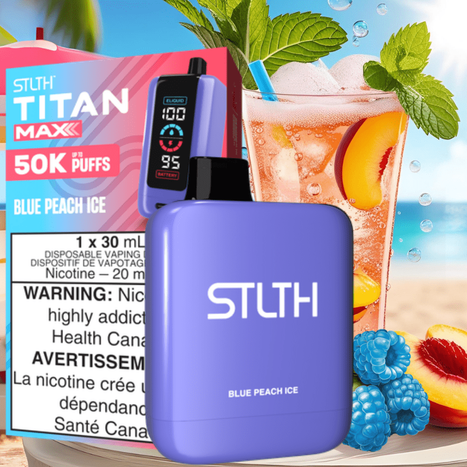 STLTH Titan Max 50K Disposable Vape-Blue Peach Ice 20mg / 50000 Puffs Winkler Vape SuperStore and Bong Shop Manitoba Canada