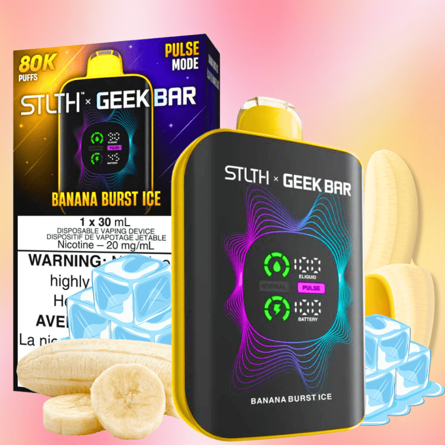 STLTH x Geek Bar 80K Disposable Vape-Banana Burst Ice 20mg / 80000 Puffs Winkler Vape SuperStore and Bong Shop Manitoba Canada